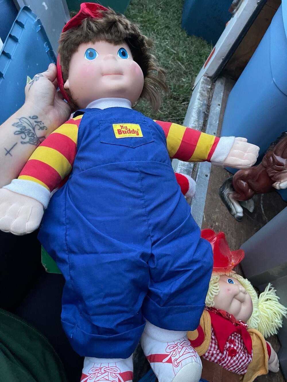 Vintage My Buddy Hasbro Playskool 22" Boy Doll with Brown Hair, Blue Eyes, and R